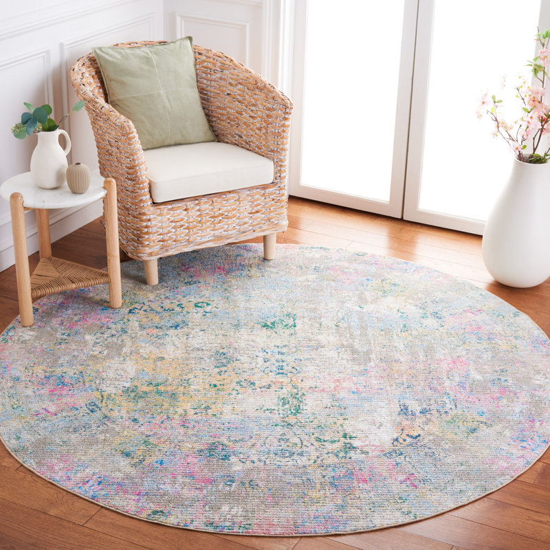 Williston Iraiz Performance Green/Pink Rug Wayfair